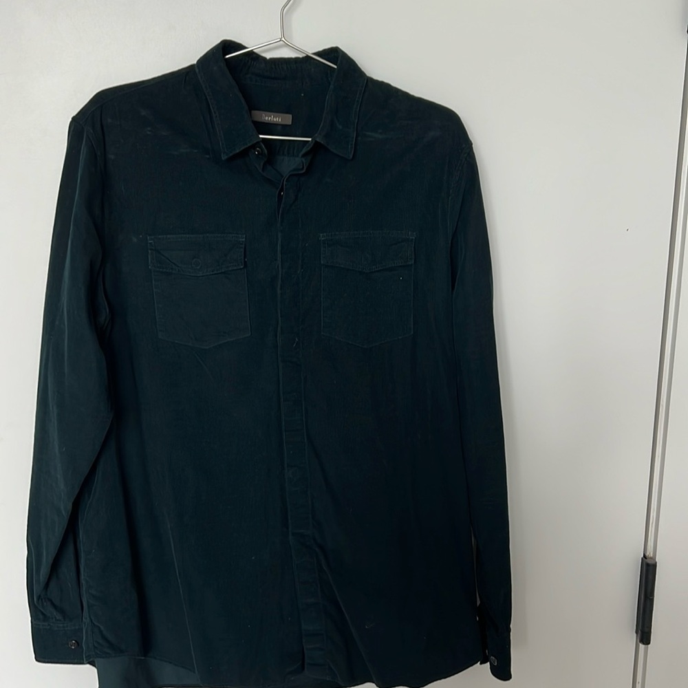 Berluti bottle green curdory shirt
